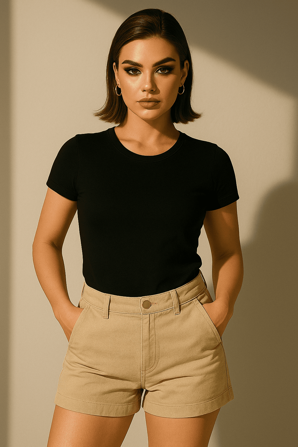 T-shirt damski Basik czarny S182 - DANNY