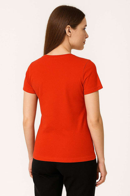 T-shirt damski Basik czerwony S182 - DANNY