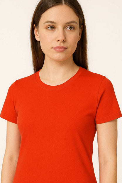 T-shirt damski Basik czerwony S182 - DANNY