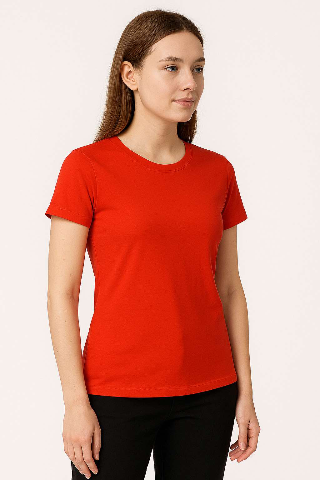 T-shirt damski Basik czerwony S182 - DANNY