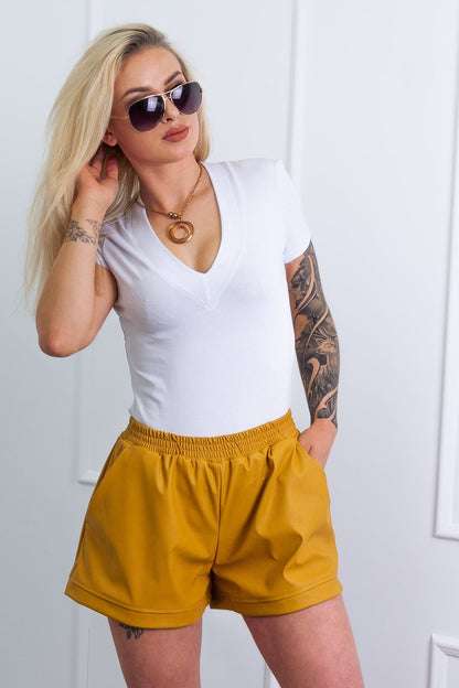 T-shirt damski biały dekolt w serek S101 - DANNY