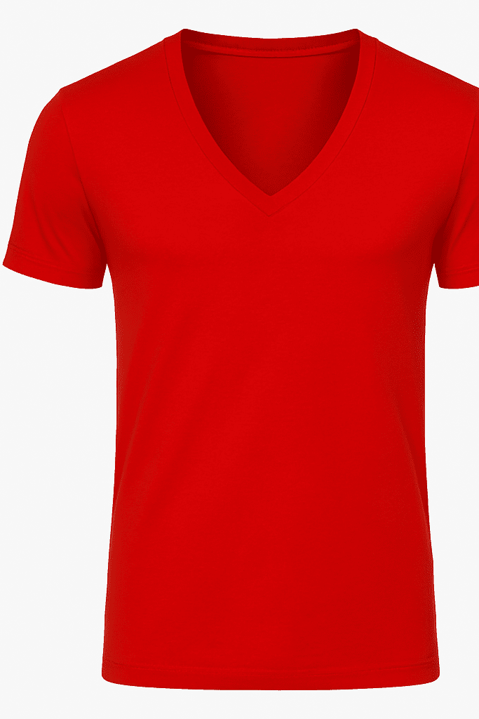 T-shirt męski głęboki dekolt Alpha V czerwony W5510 - DANNY