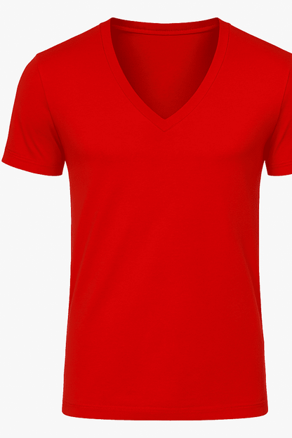 T-shirt męski głęboki dekolt Alpha V czerwony W5510 - DANNY