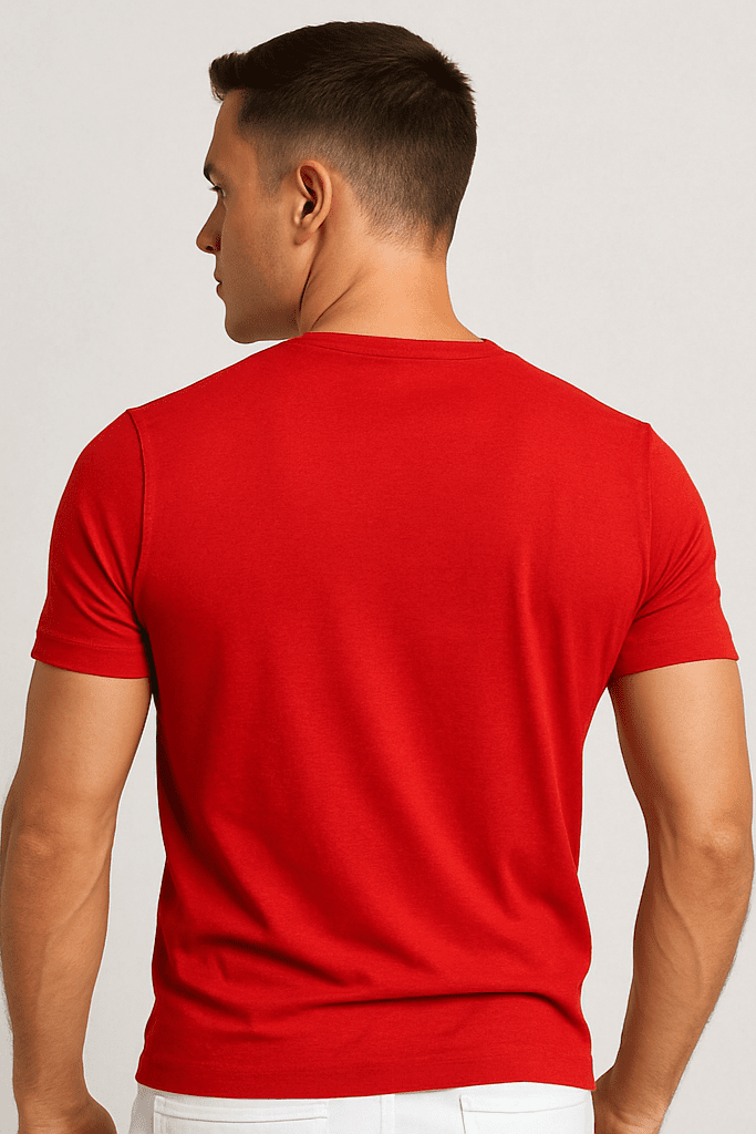 T-shirt męski głęboki dekolt Alpha V czerwony W5510 - DANNY