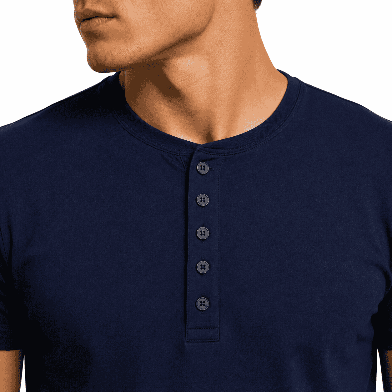 Koszulka męska henley granatowa dekolt Danny 