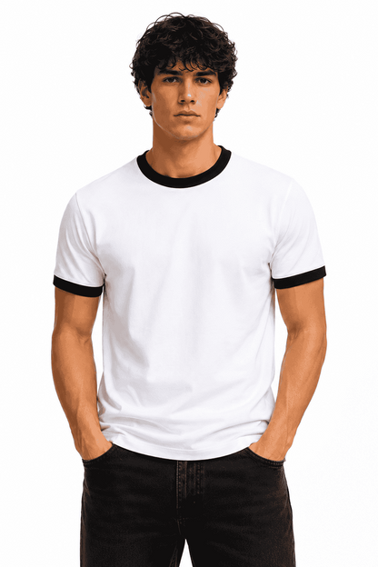 T-shirt meski basic bialy czarny dekolt danny