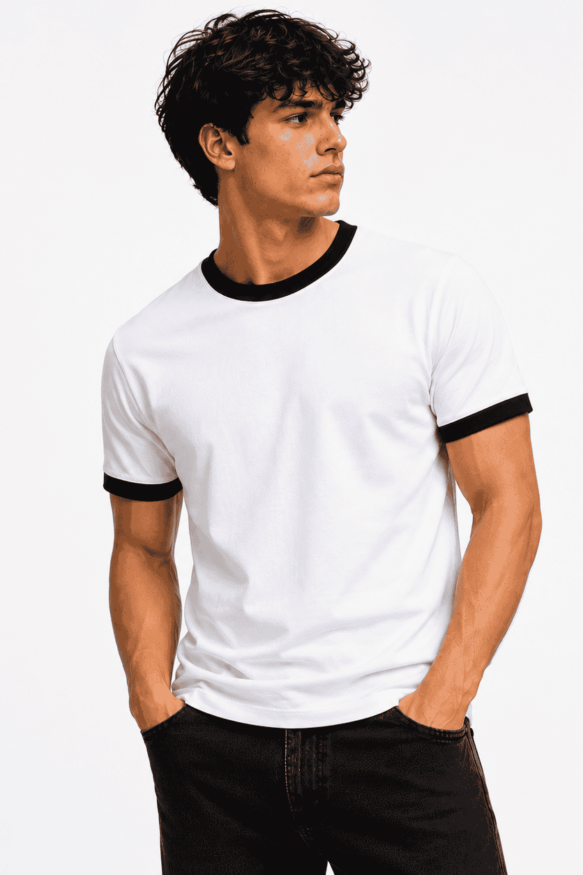 t-shirt męski basic biały czarny dekolt danny