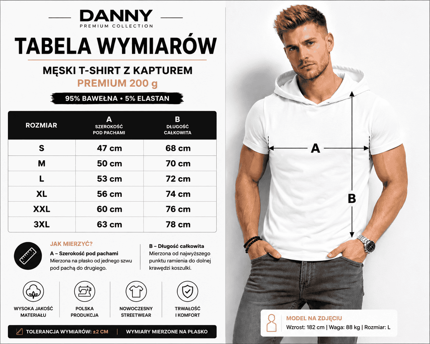 t-shirt meski biały z kapturem 