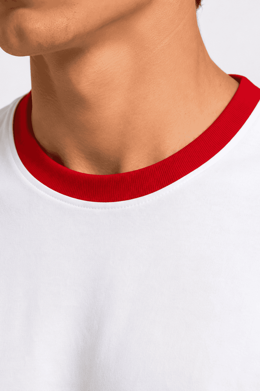 t-shirt-meski-bialy-czerwony-dekolt-premium-95-bawelna-danny- dekolt