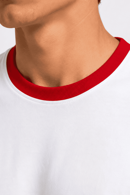t-shirt-meski-bialy-czerwony-dekolt-premium-95-bawelna-danny- dekolt