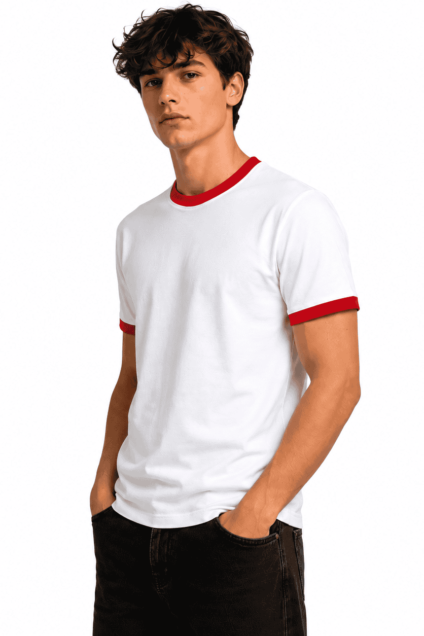 t-shirt-meski-bialy-czerwony-dekolt-premium-95-bawelna-danny- profil