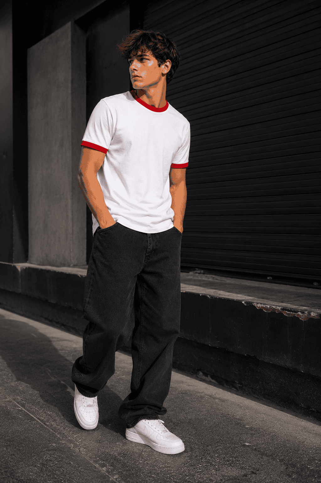 t-shirt-meski-bialy-czerwony-dekolt-premium-95-bawelna-danny- street