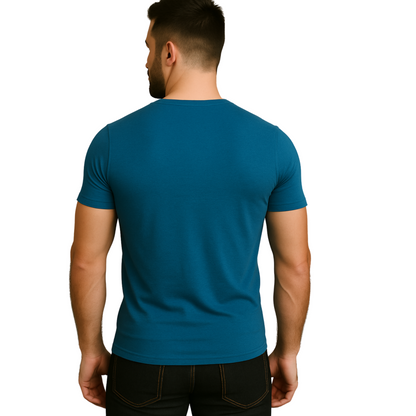 T-shirt męski zapinany na guziki Henley niebieski E101