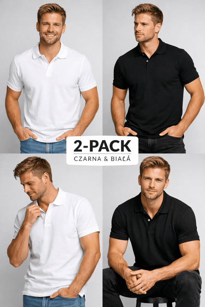 Zestaw: Koszulka Polo Męska Czarna i Biała (2 - pack) - DANNY