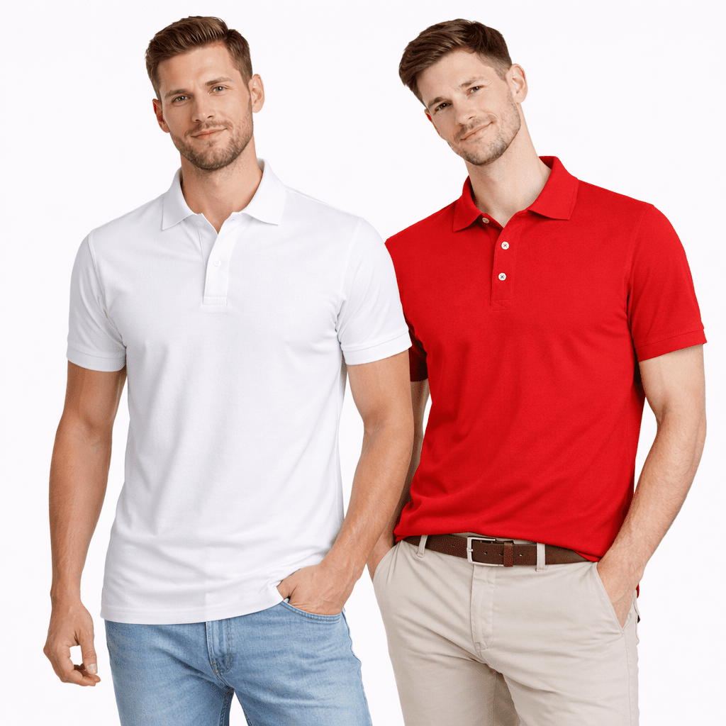 Zestaw: Koszulka Polo Męska Czerwona i Biała - DANNY