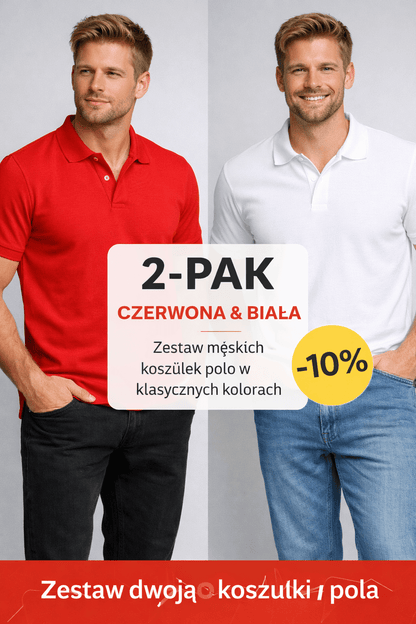 Zestaw: Koszulka Polo Męska Czerwona i Biała - DANNY