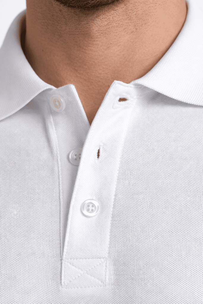 Koszulka polo męska biała danny dekolt